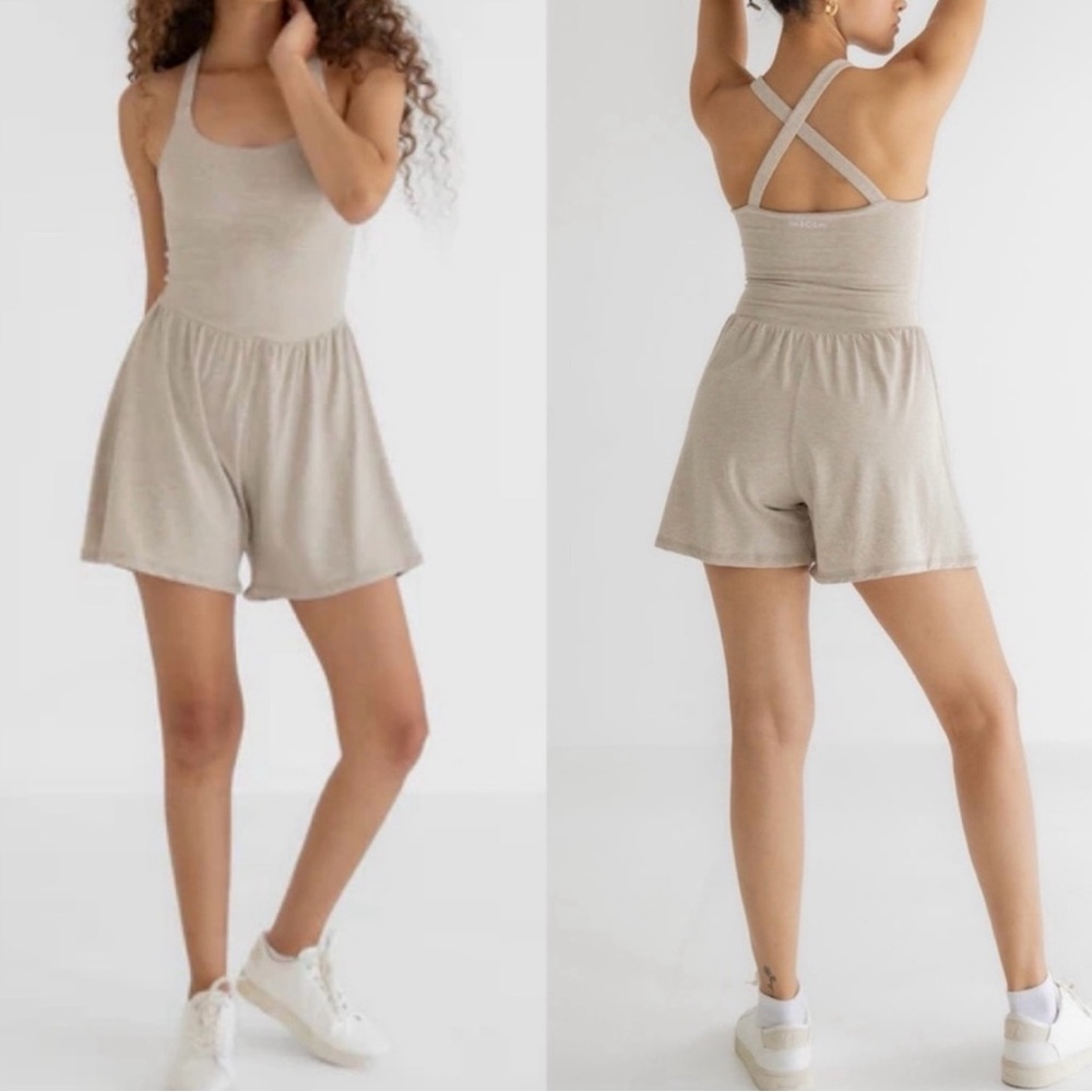 Imbodhi Lila Romper Micromodal Oatmeal Tan Beige Lounge Loungewear